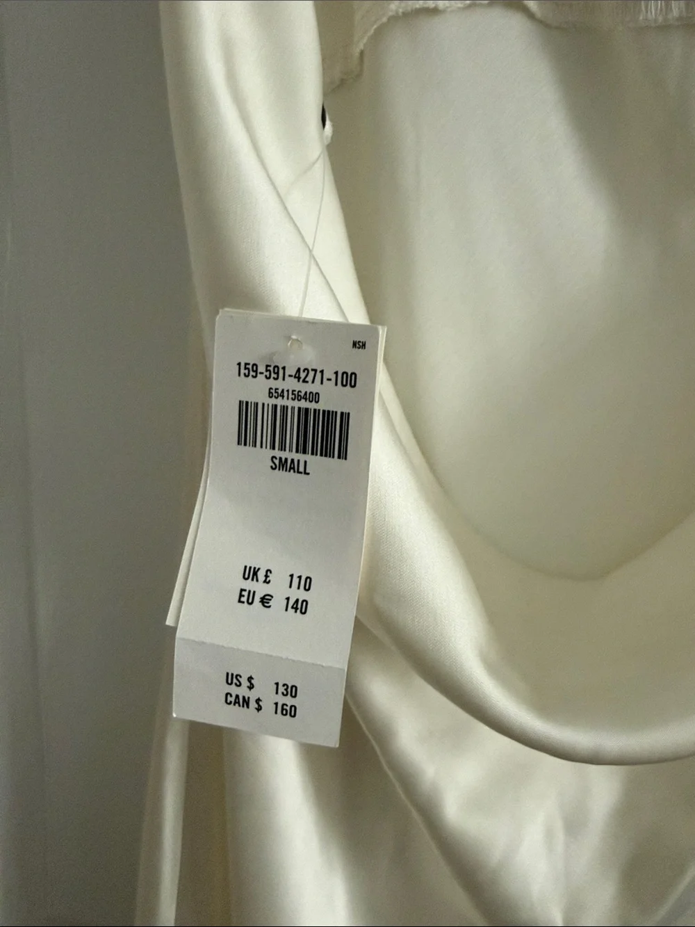 Abercrombie & Fitch Cream Satin Slip Maxi Dress